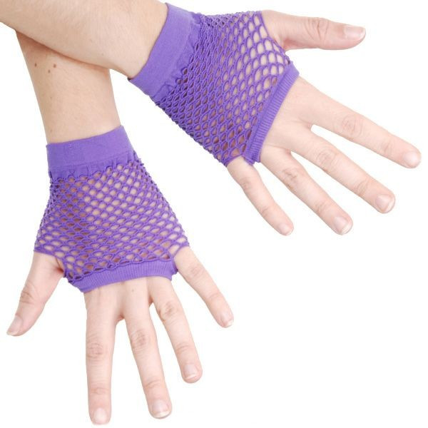 Purple 80s Fishnet Fingerless Gloves
