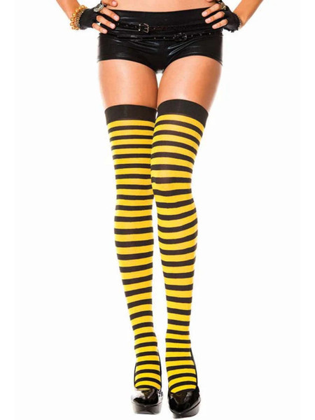 Black and Yellow Opaque Striped Thigh Hi Black and Yellow Opaque Striped Thigh Hi