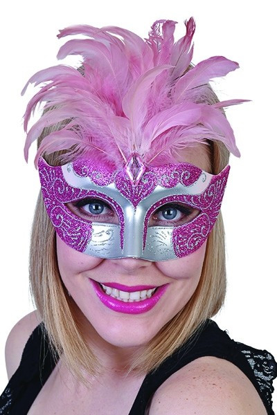 Pink Gabrielle Eye Mask with Feathers