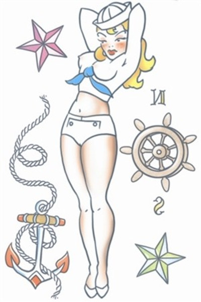 Sailor Pin Up Girl Temporary Tattoo