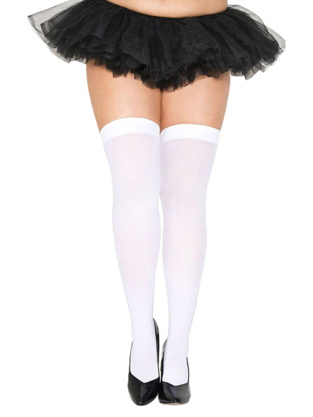 White Thigh Highs - Plus White Thigh Highs - Plus