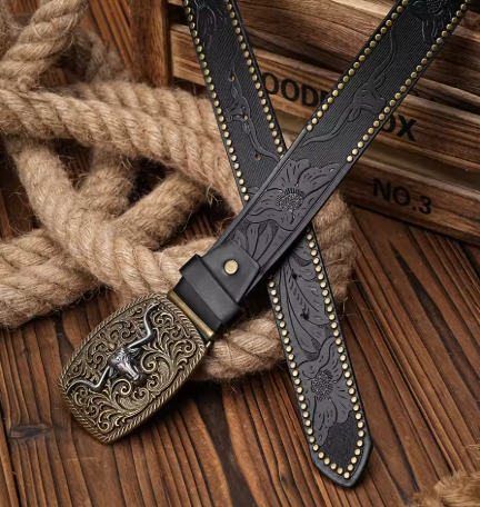 Black Cowboy Belt With Buckle