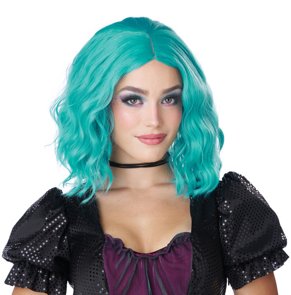 Short Wavy Turquoise Bob Wig