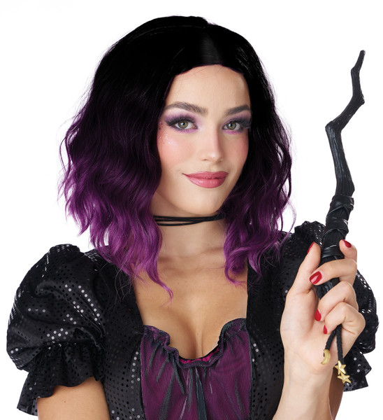 Short Wavy Black/Violet Bob Wig