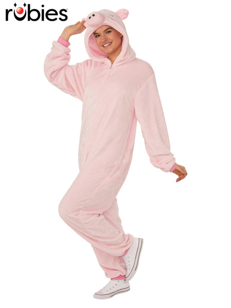Pig Furry Hooded Adult Animal Costume