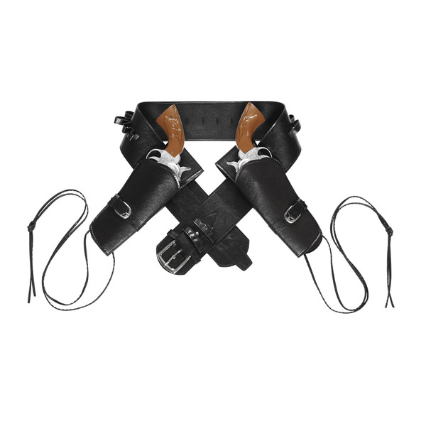 Black Authentic Western Double Holster and Belt