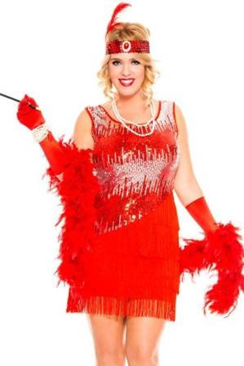 1920s Fearless Flapper Red Costumes Plus Size