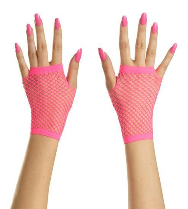 GLOVES 80'S FISHNET FINGERLESS PINK