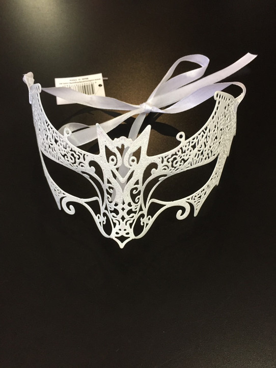 White Glitter Metal Masquerade Mask