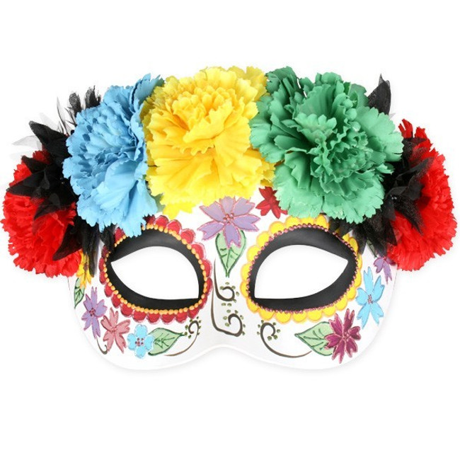Frida Bright Flowers Masquerade Mask