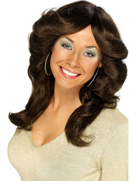 Brown 70s Flick Costume Wig