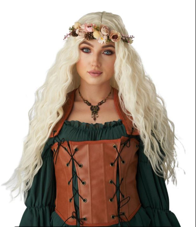 Icy Blonde Renaissance Maiden Costume Wig