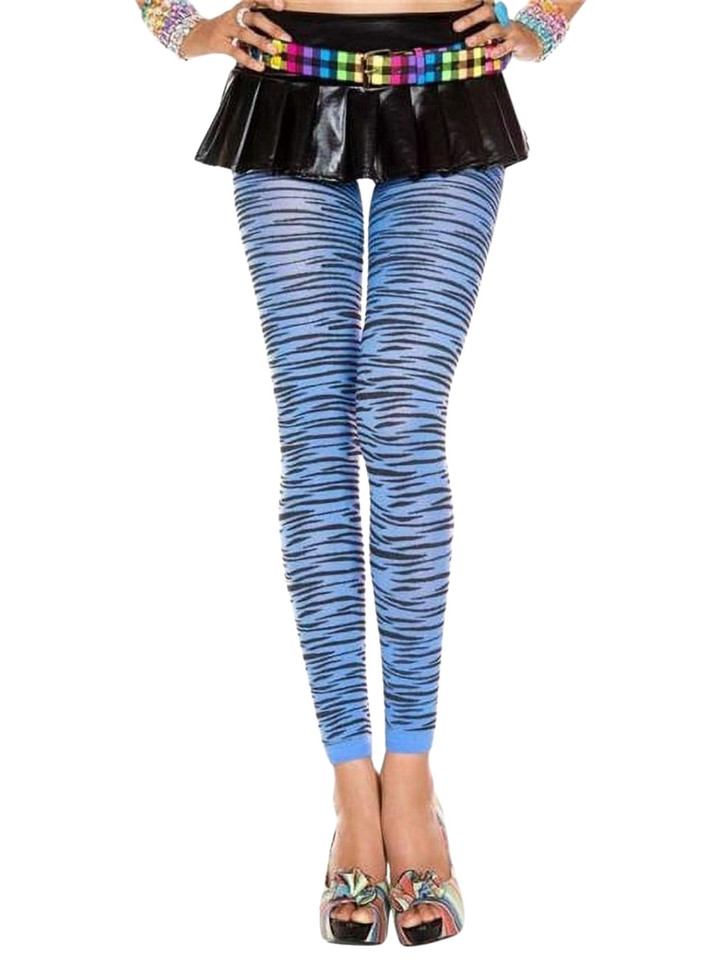 Turquoise and Black Zebra Print Leggings