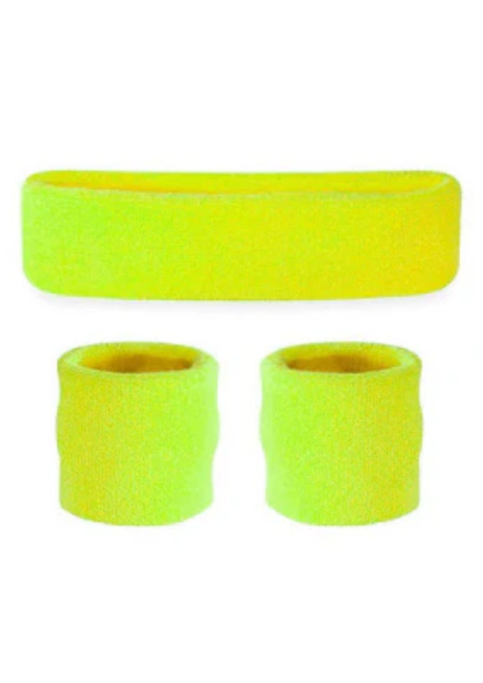 Fluro Yellow Wrist and Head Sweatbands