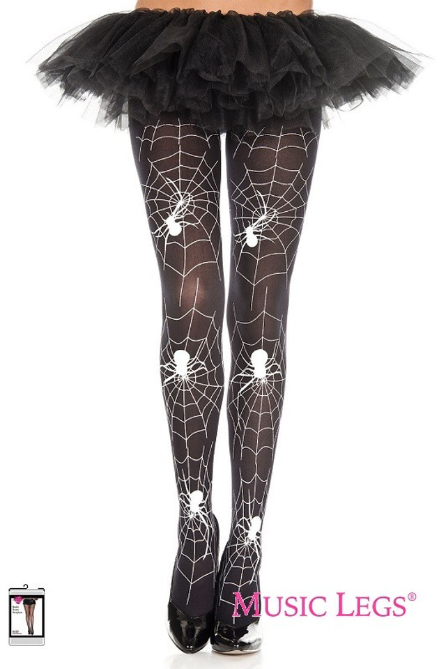 Spider and Web Print Pantyhose Stockings