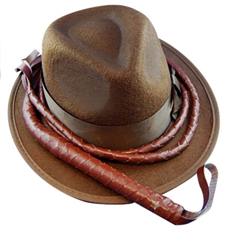 Brown Indiana Hat And Whip