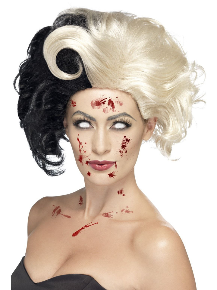Evil Madame Black And Blonde Costume Wig