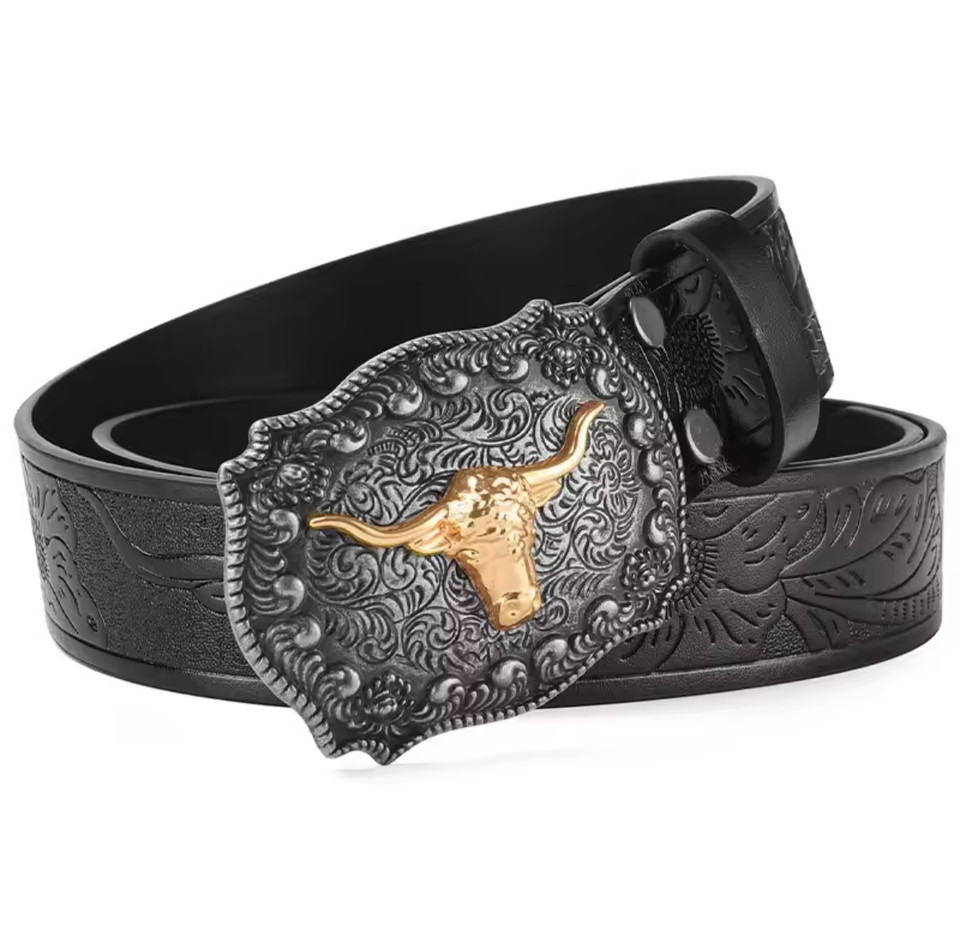 Black Cowboy Belt With Buckle