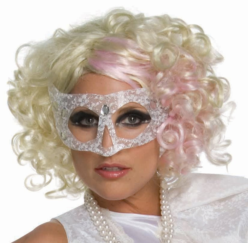 Lady Gaga Curly Blonde Wig with Pink Highlights