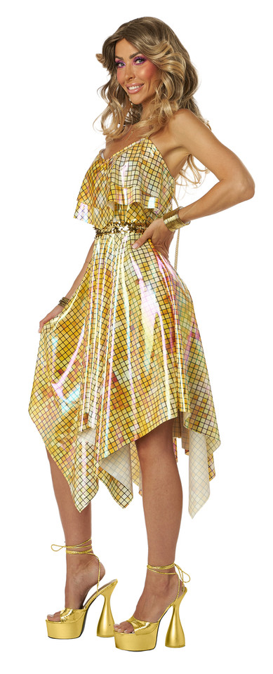 70's Gold Mirrorball Dress Adult Costume