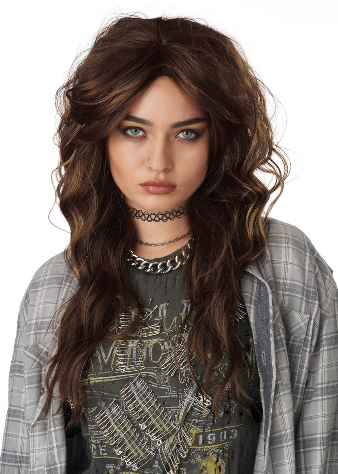 90's Grunge Rocker Wig Brunette