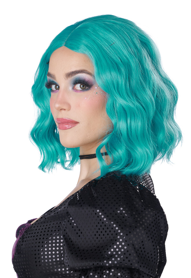 Short Wavy Turquoise Bob Wig