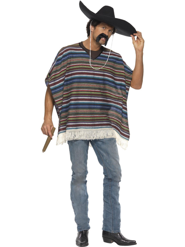 Brown Striped Mexican Poncho