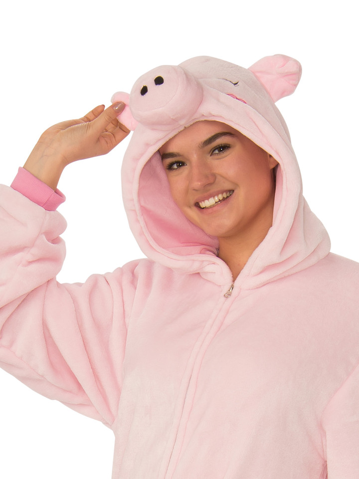 Pig Furry Hooded Adult Animal Costume