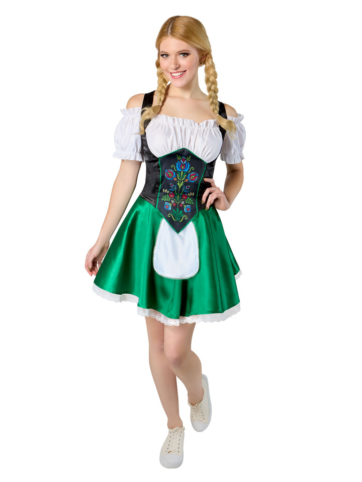 Women’s Oktoberfest Beer Maid Costume – Green Bavarian Dress