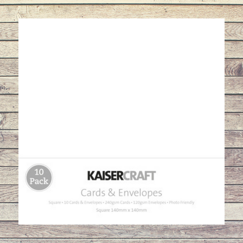 Kaisercraft Square Cards with Envelopes 5.5X5.5 10/Pkg - White (disc)