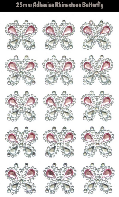 Adhesive Rhinestones - Pink Butterfly (1 in.)