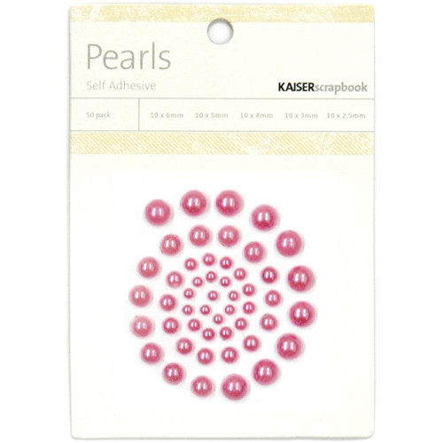 Adhesive Pearls - Hot Pink 50/Pkg (disc)