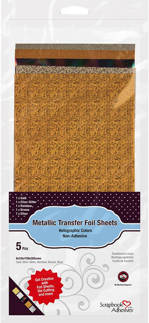 Metallic Transfer Foil Sheets 6x12" 5/pkg - Holographic Colors