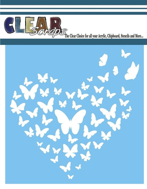 Clearscraps 12x12 Stencil - Butterfly Heart