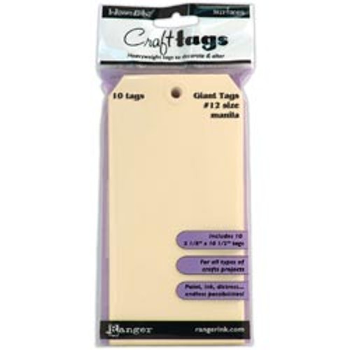 Ranger Craft Tags - Giant Tags  #12  - Manilla (10/pkg) (disc)