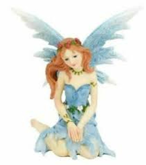 Fairy Garden Fairies -  Sitting Blue Fairy 4.5"