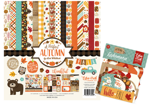 Echo Park Collection Kit 12"X12" - A Perfect Autumn with Free Ephemera  (33 pieces)