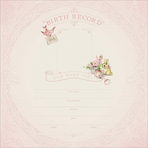Our Baby Girl Birth Record Gloss & Embossed 12"x12" Paper (disc)