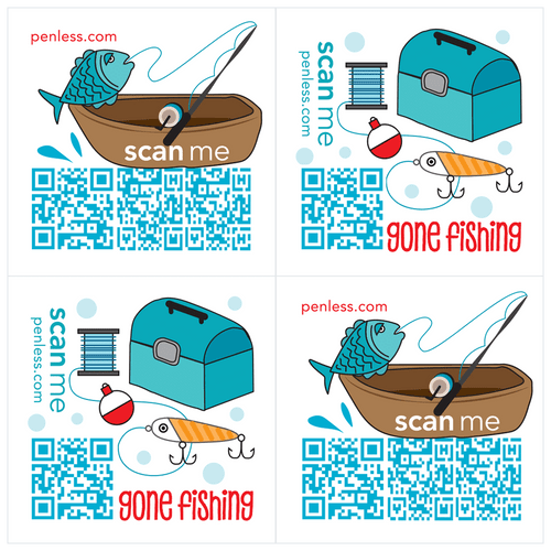 Penless Video Sticker - Set of 4 - Fishing