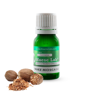 Aceite Esencial de Nuez Moscada: roma cálido, especiado y ligeramente dulce.