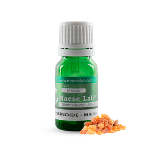 Resinoide de Mirra: aroma cálido, terroso y resinoso, complementado con un matiz fresco y ozónico.