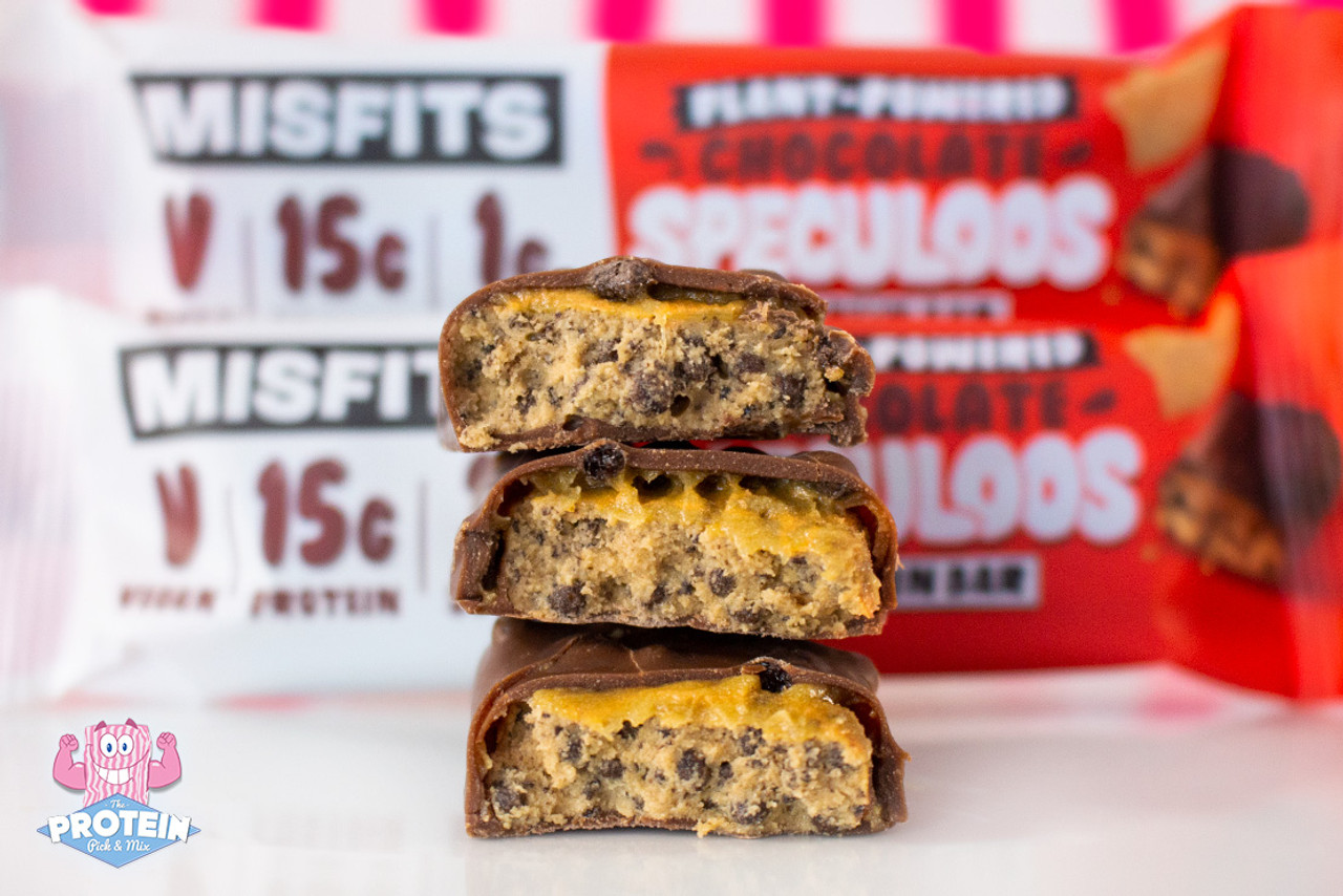Misfits Plant-Based Chocolate Speculoos Bar 45g - Vegan Protein Bars UK
