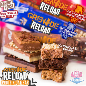 Grenade's RELOADs get...RELOADED! Flapjacks get an overhaul in Grenade's fudgy Protein Oat Bars