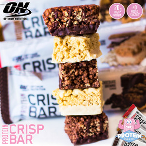 Crispy, drizzled & delicious...Optimum Nutrition Protein Crisp Bars land in our lunchbox!