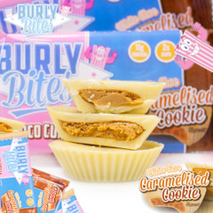 Burly Bites... but make 'em White Choc, meet our new White Choc Caramel Cookie Cups!