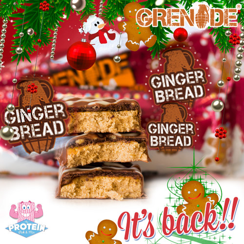 It's gonna be a 'Killa' Christmas! Grenade's sweet, spiced Gingerbread bar is back for another year! It's gonna be a 'Killa' Christmas! Grenade's sweet, spiced Gingerbread bar is back for another year!