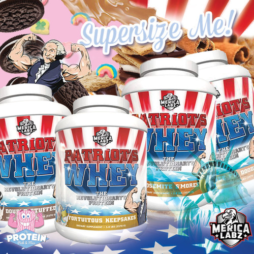 U-S-A, U-S-A! 'Merica Labz Patriot's Whey...the Revolutionary's Revolutionary Protein! U-S-A, U-S-A! 'Merica Labz Patriot's Whey...the Revolutionary's Revolutionary Protein!