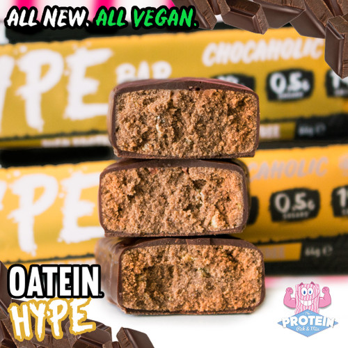 Believe the plant-based HYPE with the latest and greatest Oatein Vegan 'Chocaholic' Protein Bar! Believe the plant-based HYPE with the latest and greatest Oatein Vegan 'Chocaholic' Protein Bar!