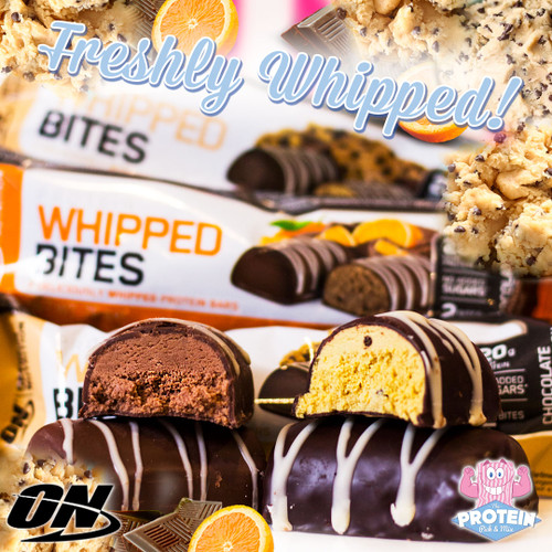 Two 'Freshly Whipped' flavours of Optimum Nutrition's popular Whipped Bites Two 'Freshly Whipped' flavours of Optimum Nutrition's popular Whipped Bites