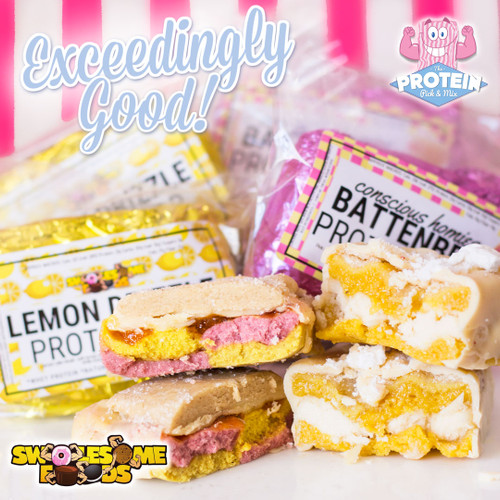 Fresh Swolesome Bakes! Lemon Drizzle and Battenberg Protein Bars! Fresh Swolesome Bakes! Lemon Drizzle and Battenberg Protein Bars!